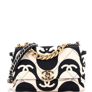 Chanel Large 19 Flap Bag Quilted Printed Silk